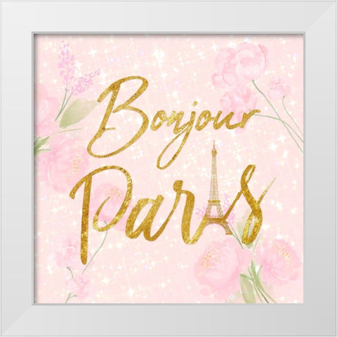 Bonjour Paris White Modern Wood Framed Art Print by Prime, Marcus