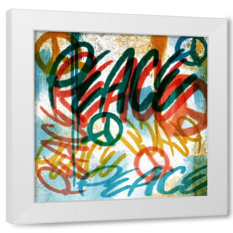 Peace Graffiti White Modern Wood Framed Art Print by Prime, Marcus