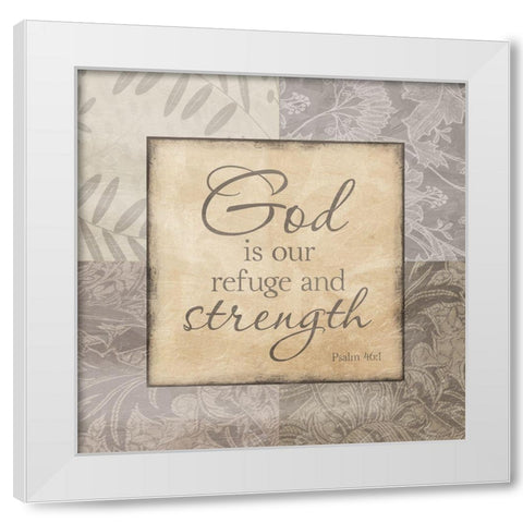 Refuge And Strength White Modern Wood Framed Art Print by Prime, Marcus