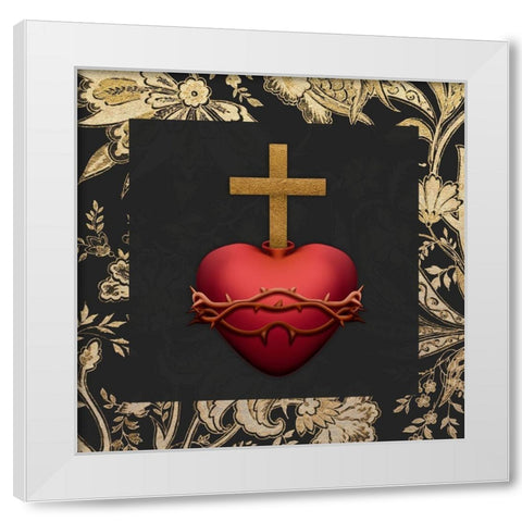 Gold Surrounded Heart White Modern Wood Framed Art Print by Prime, Marcus