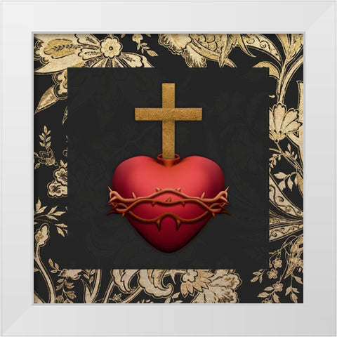 Gold Surrounded Heart White Modern Wood Framed Art Print by Prime, Marcus