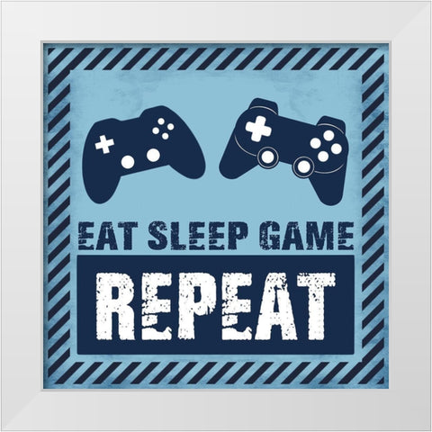 Eat Sleep Game White Modern Wood Framed Art Print by Prime, Marcus