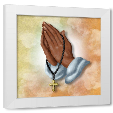 Praying Hands White Modern Wood Framed Art Print by Prime, Marcus