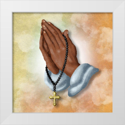 Praying Hands White Modern Wood Framed Art Print by Prime, Marcus