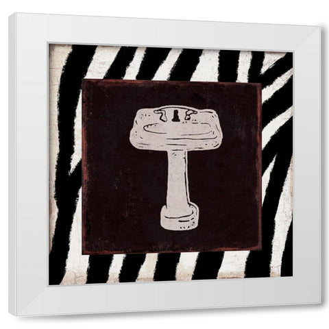 Safari Bath 1 White Modern Wood Framed Art Print by Prime, Marcus