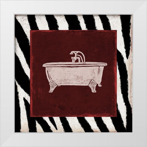 Crimson Safari Bath 3 White Modern Wood Framed Art Print by Prime, Marcus