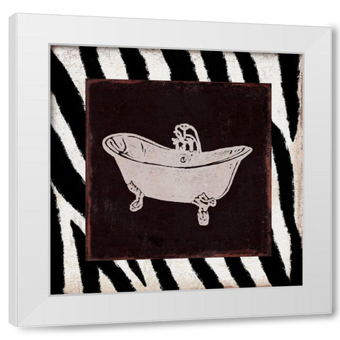 Safari Bath 3 White Modern Wood Framed Art Print by Prime, Marcus