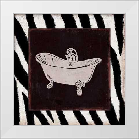 Safari Bath 3 White Modern Wood Framed Art Print by Prime, Marcus