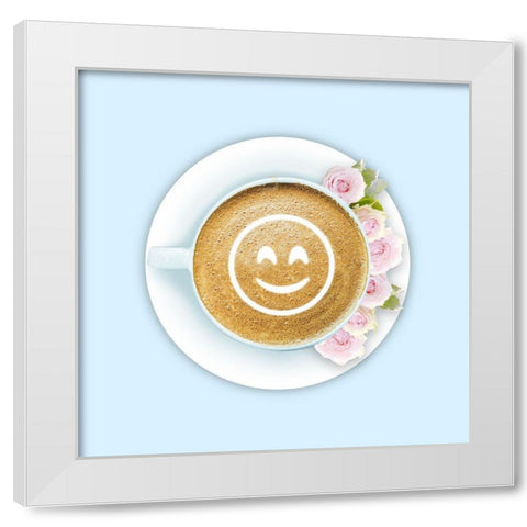 Coffee Happiness White Modern Wood Framed Art Print by Prime, Marcus