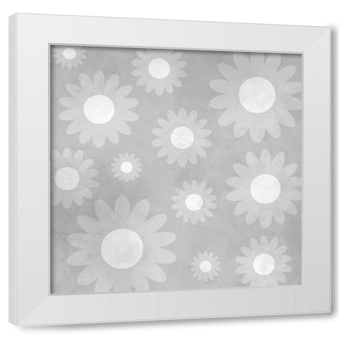 Monochromatic Floral White Modern Wood Framed Art Print by Prime, Marcus