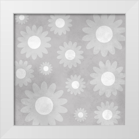 Monochromatic Floral White Modern Wood Framed Art Print by Prime, Marcus