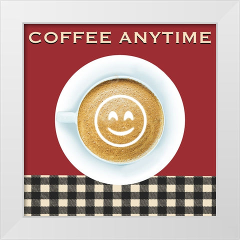 Coffee Anytime White Modern Wood Framed Art Print by Prime, Marcus