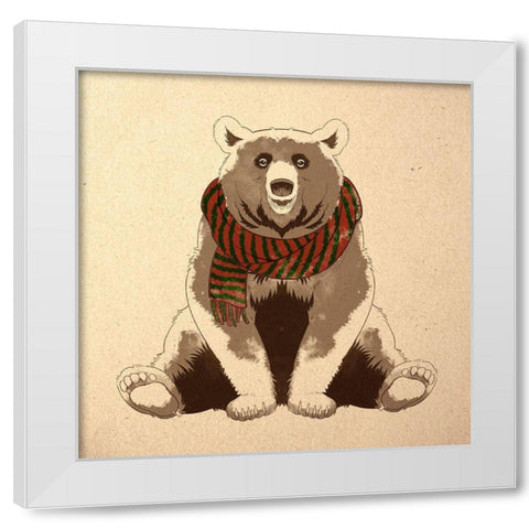 Festive Bear White Modern Wood Framed Art Print by Prime, Marcus
