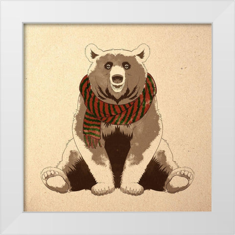 Festive Bear White Modern Wood Framed Art Print by Prime, Marcus