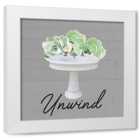 Unwind Succulent White Modern Wood Framed Art Print by Prime, Marcus