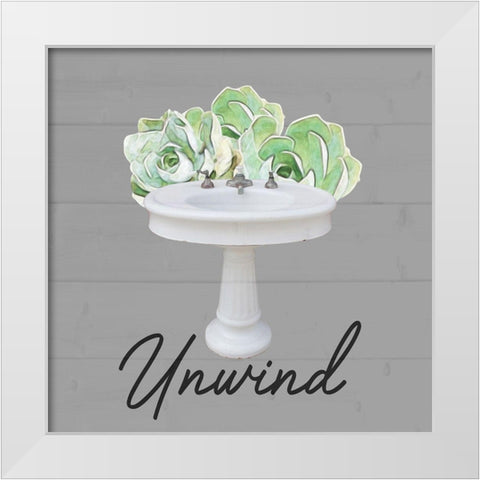 Unwind Succulent White Modern Wood Framed Art Print by Prime, Marcus