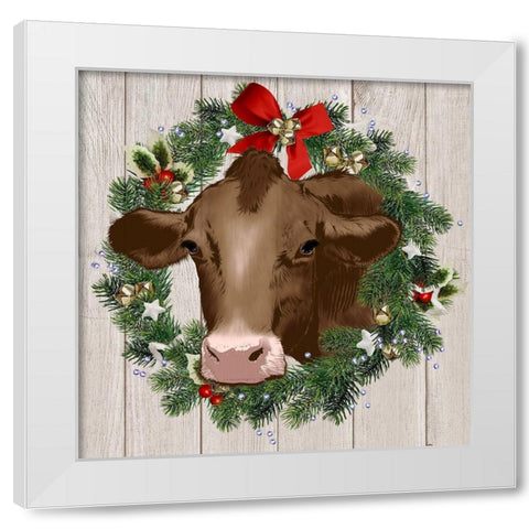 Merry Cow White Modern Wood Framed Art Print by Prime, Marcus