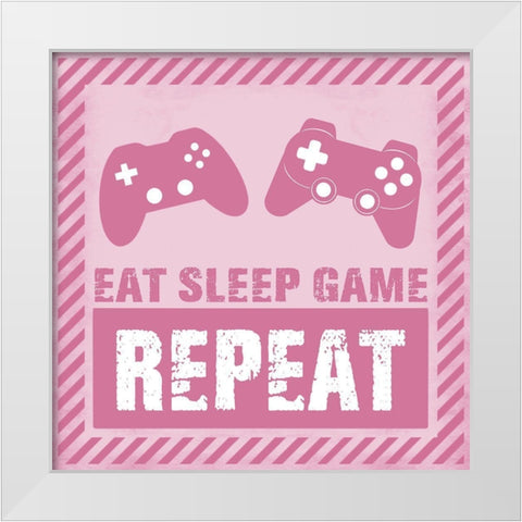 Eat Sleep Game Girl White Modern Wood Framed Art Print by Prime, Marcus