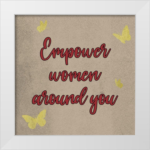 Crimson Empower Women White Modern Wood Framed Art Print by Prime, Marcus