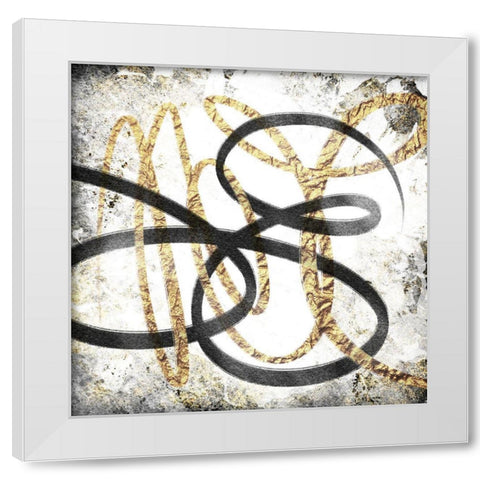 Gold And Black Scribble 1 White Modern Wood Framed Art Print by Prime, Marcus