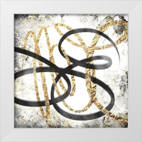 Gold And Black Scribble 1 White Modern Wood Framed Art Print by Prime, Marcus