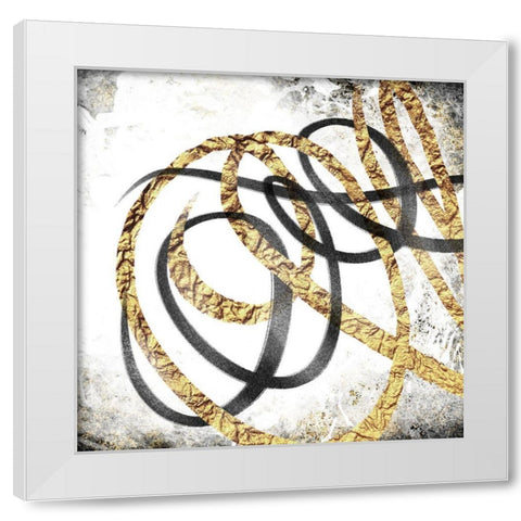 Gold And Black Scribble 3 White Modern Wood Framed Art Print by Prime, Marcus