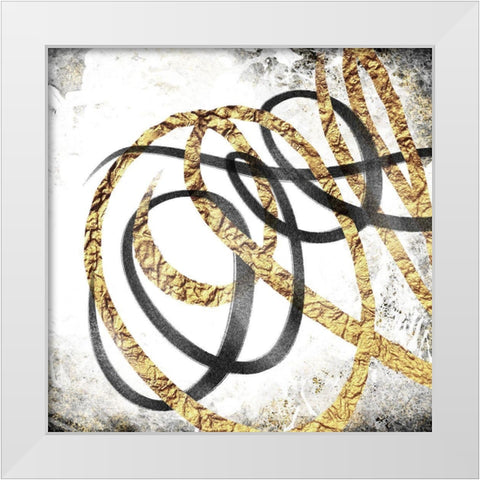Gold And Black Scribble 3 White Modern Wood Framed Art Print by Prime, Marcus