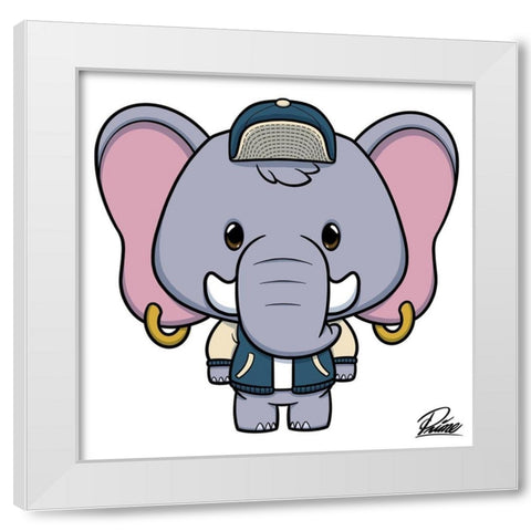 Ethan Elephant White Modern Wood Framed Art Print by Prime, Marcus