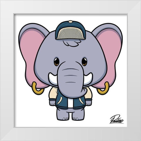 Ethan Elephant White Modern Wood Framed Art Print by Prime, Marcus