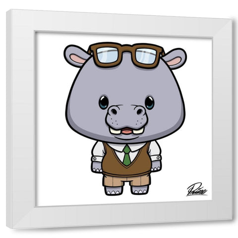 Hudson Hippo White Modern Wood Framed Art Print by Prime, Marcus