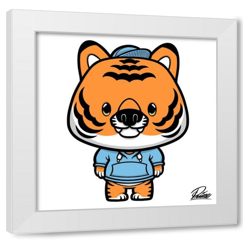 Kye Tiger White Modern Wood Framed Art Print by Prime, Marcus