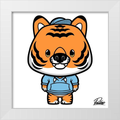 Kye Tiger White Modern Wood Framed Art Print by Prime, Marcus