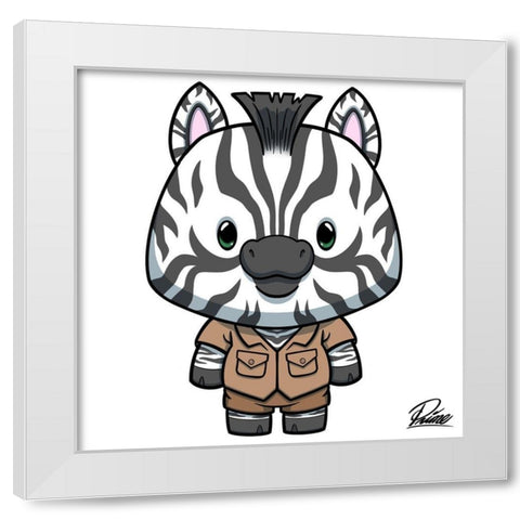 Zane Zebra White Modern Wood Framed Art Print by Prime, Marcus