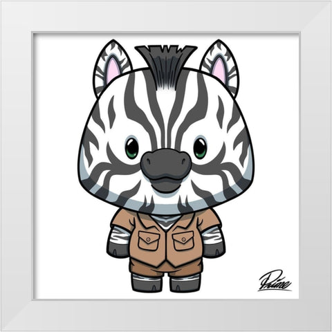 Zane Zebra White Modern Wood Framed Art Print by Prime, Marcus