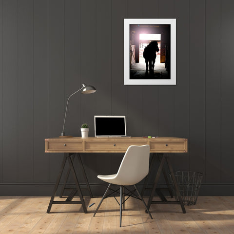 Horse Silhouette White Modern Wood Framed Art Print by Reed, Michele