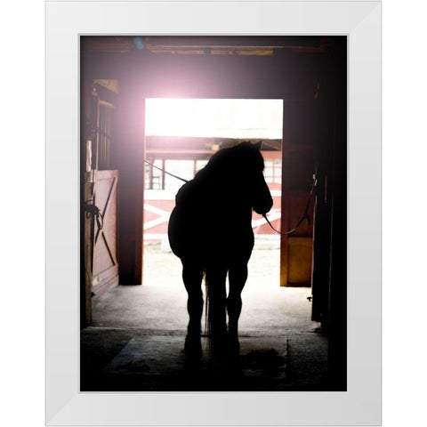 Horse Silhouette White Modern Wood Framed Art Print by Reed, Michele