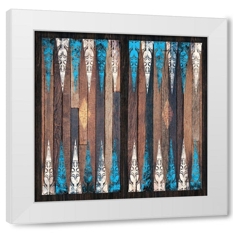 Backgammon Blues White Modern Wood Framed Art Print by Miller, Savannah