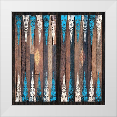 Backgammon Blues White Modern Wood Framed Art Print by Miller, Savannah