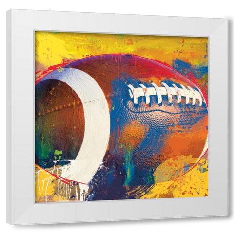 Football White Modern Wood Framed Art Print by Miller, Savannah