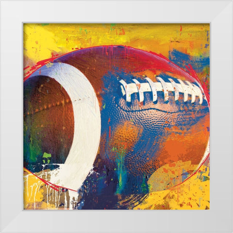 Football White Modern Wood Framed Art Print by Miller, Savannah