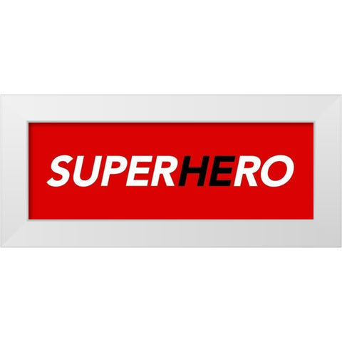 SuperHEro Red White Modern Wood Framed Art Print by Villa, Mlli
