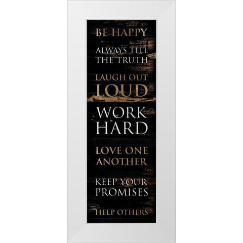 Be Happy White Modern Wood Framed Art Print by Villa, Mlli