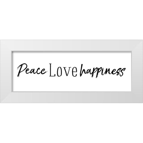 Peace Love Happiness White Modern Wood Framed Art Print by Villa, Mlli