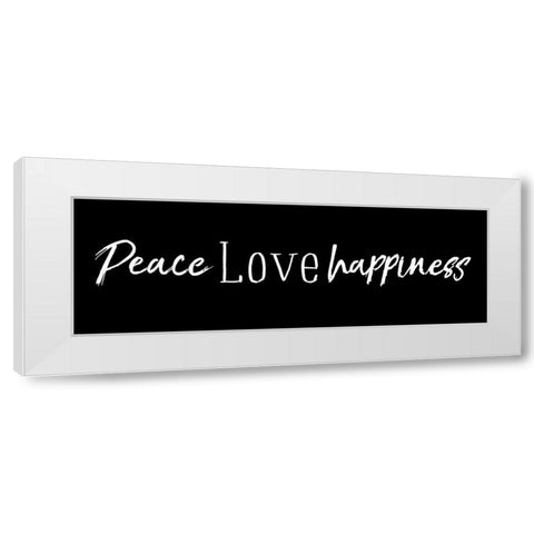 Peace Love Happiness Black White Modern Wood Framed Art Print by Villa, Mlli