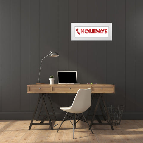 Holidays Candy Cane White Modern Wood Framed Art Print by Villa, Mlli