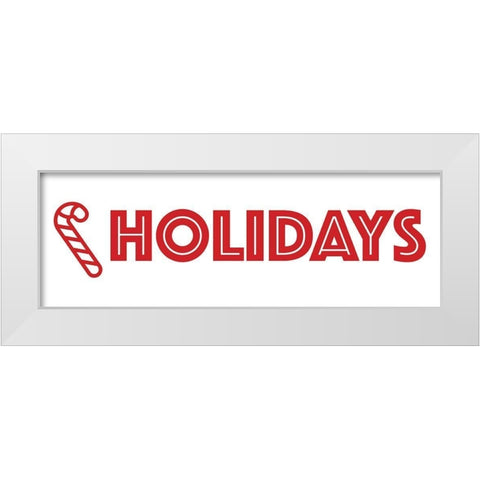 Holidays Candy Cane White Modern Wood Framed Art Print by Villa, Mlli