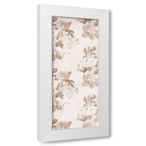 Sepia Flower Pattern White Modern Wood Framed Art Print by Villa, Milli