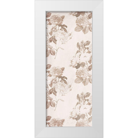 Sepia Flower Pattern White Modern Wood Framed Art Print by Villa, Milli