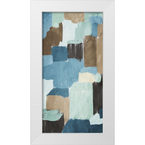 Blue Blocks 1 White Modern Wood Framed Art Print by Villa, Milli