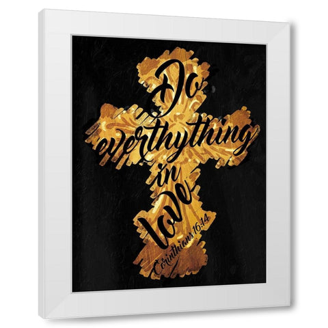 Gold Cross Black Mate White Modern Wood Framed Art Print by Villa, Mlli